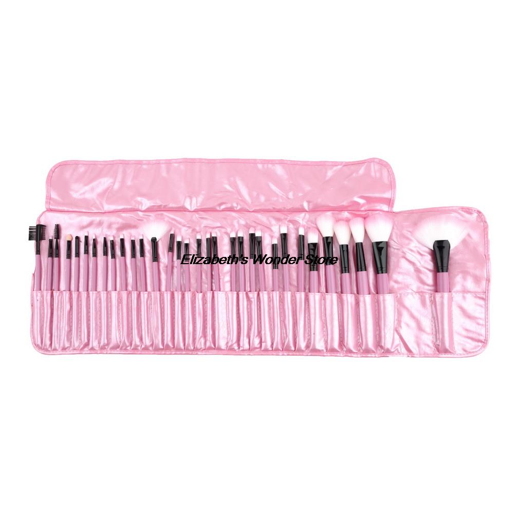 32Pcs/Set Superior Soft PINK Makeup Cosmetic Brush Set Kit With Pouch Bag Case - ebowsos
