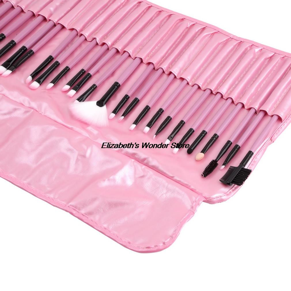 32Pcs/Set Superior Soft PINK Makeup Cosmetic Brush Set Kit With Pouch Bag Case - ebowsos