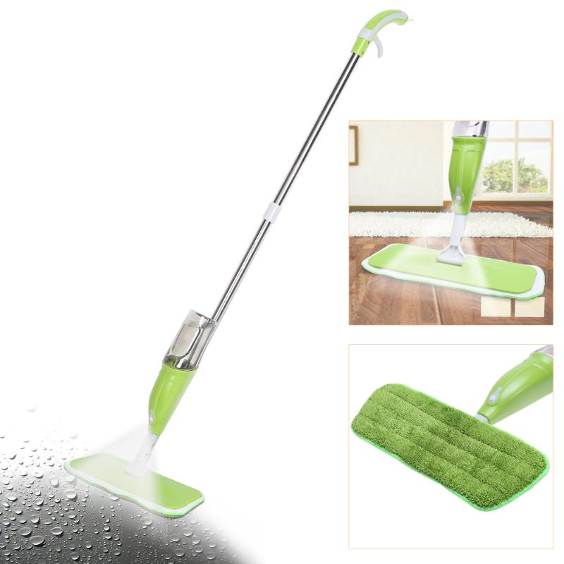 350ML Household Spray Mop With Reusable Microfiber Cloth Water Spraying Floor Cleaner Tiles Kitchen Windows Cleaning Mop Sweeper - ebowsos