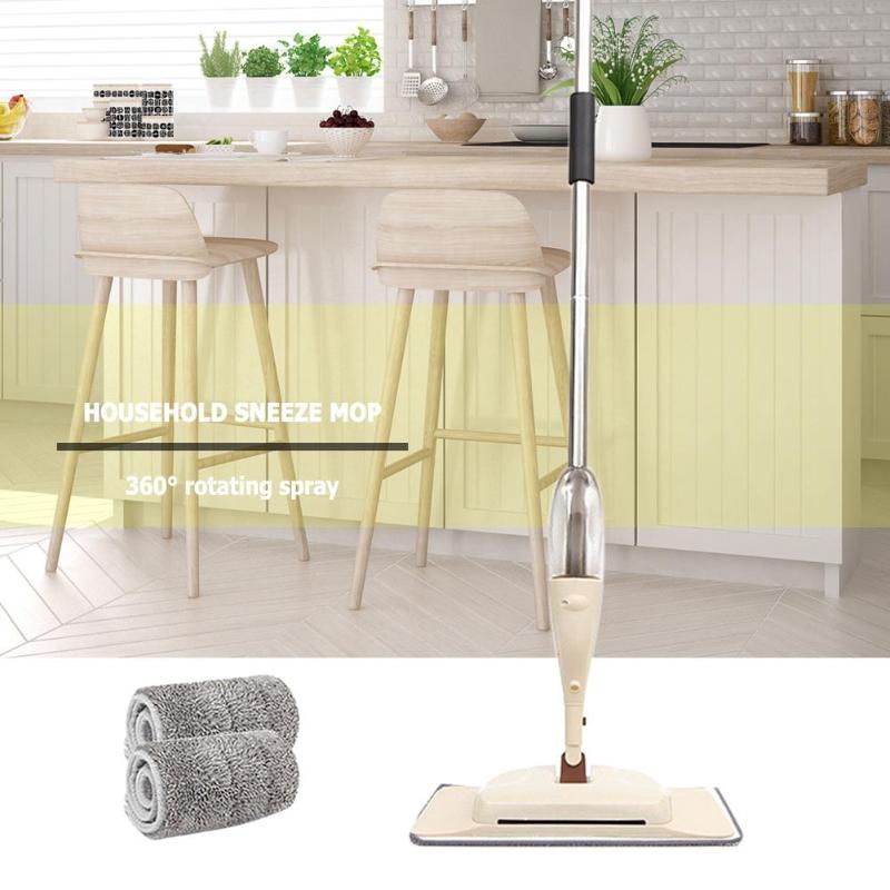 360 Degree Spray Floor Mop with 2 Fiber Pads Tiles Floor Cleaning Spray Microfiber Pads Handle Mop for Home 127cm/4.1 Ft Length - ebowsos