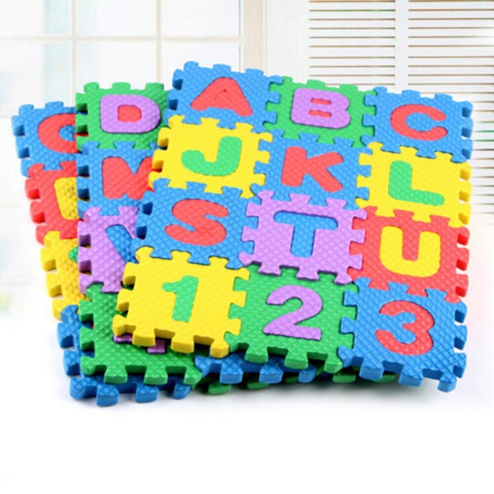 36Pcs/Set Unisex Mini Children Puzzles Kid Toys Educational 3D Puzzle Alphabet A-Z Letters Numeral Soft Foam Mat Rompecabezas-ebowsos