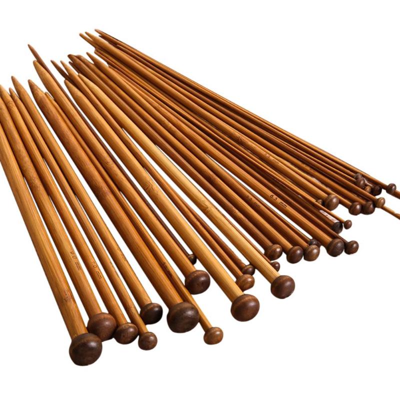 36pcs 18 Size Carbonize Bamboo Sewing Tool Single Pointed Crochet Knitting Needles Sweater Household Sewing Supplier Accessories - ebowsos