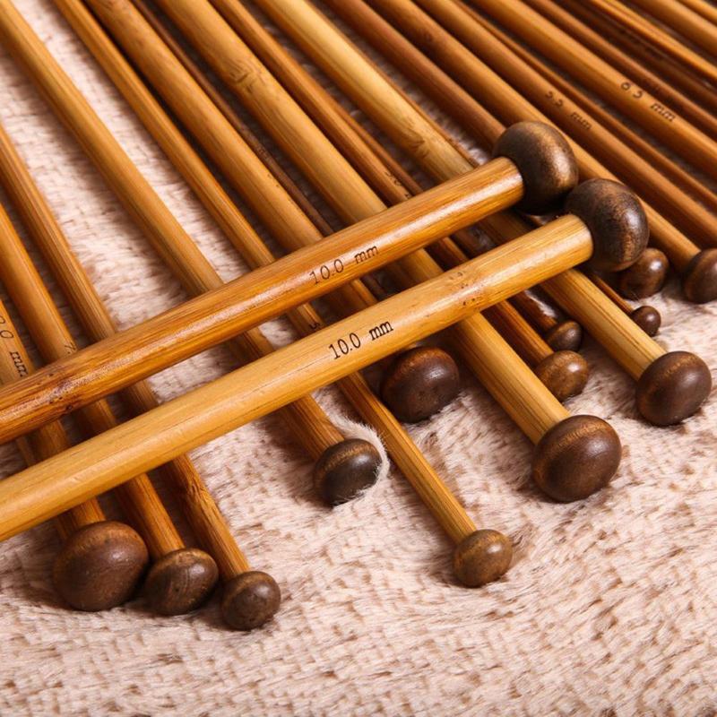 36pcs 18 Size Carbonize Bamboo Sewing Tool Single Pointed Crochet Knitting Needles Sweater Household Sewing Supplier Accessories - ebowsos