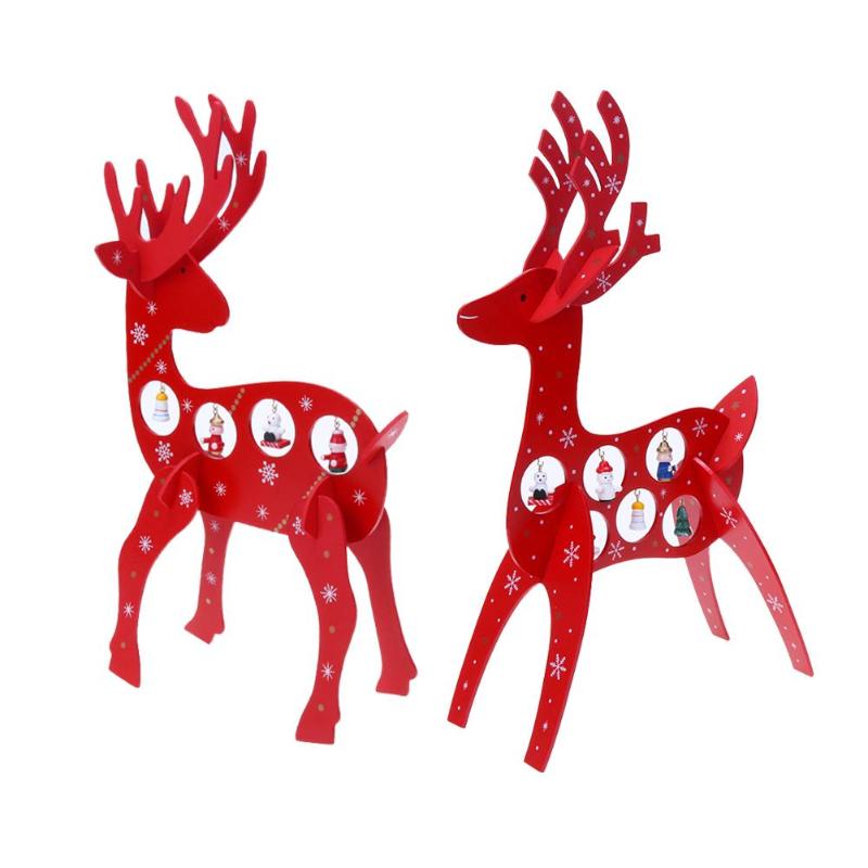 39cm Xmas Gift Mini Table Decoration Wood Christmas Deer Ornament - ebowsos