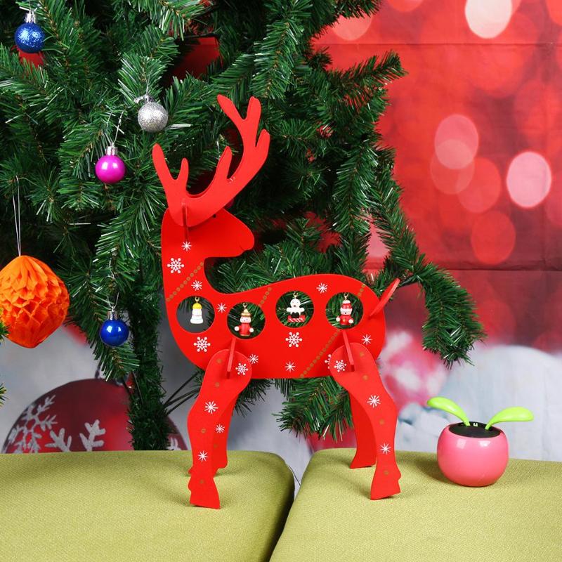 39cm Xmas Gift Mini Table Decoration Wood Christmas Deer Ornament - ebowsos