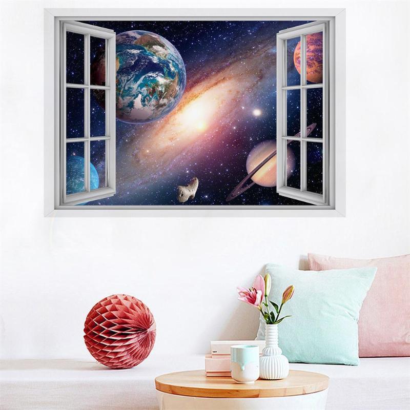 3D Cartoon Spaceship Wall Stickers Waterproof Wall Sticker Home Decoration - ebowsos