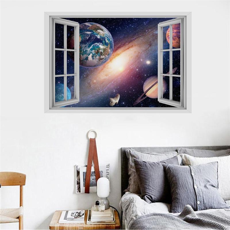 3D Cartoon Spaceship Wall Stickers Waterproof Wall Sticker Home Decoration - ebowsos