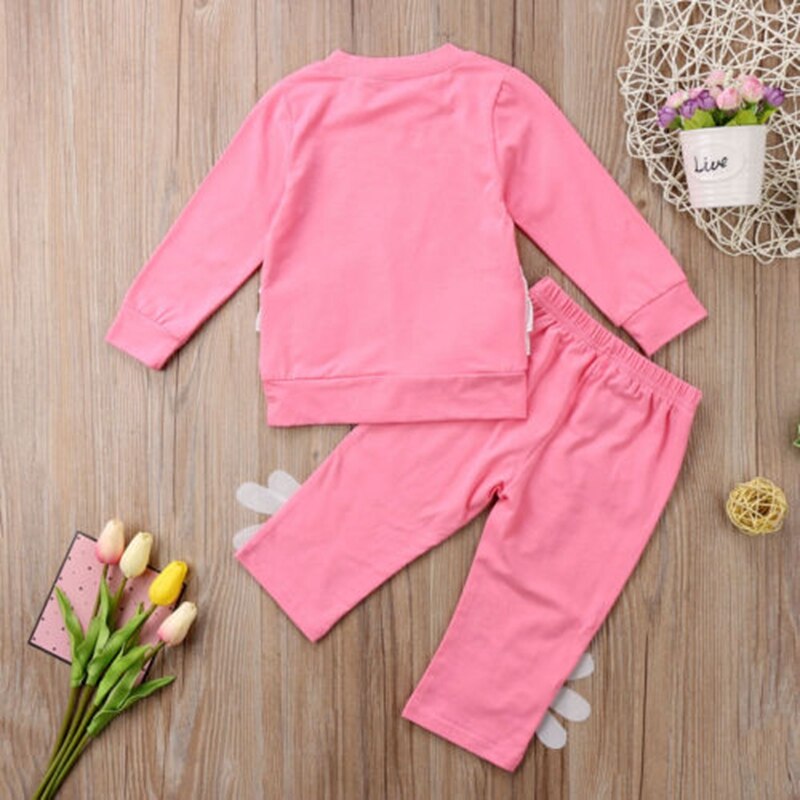 3D Swan Baby Girl Clothes Sets Long Sleeve Cotton Outfit Clothes Tops T-shirt Leggings Pants Set - ebowsos