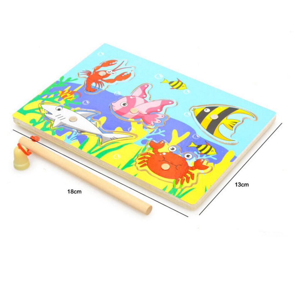 3D Wooden Magnetic Fishing Puzzles Toys Educational Jigsaw Development Creativity Funny Game Toy For Kids Baby Gifts-ebowsos