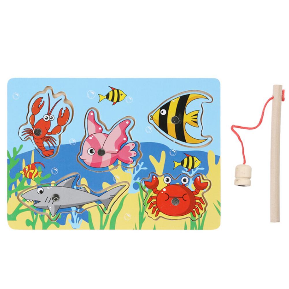 3D Wooden Magnetic Fishing Puzzles Toys Educational Jigsaw Development Creativity Funny Game Toy For Kids Baby Gifts-ebowsos