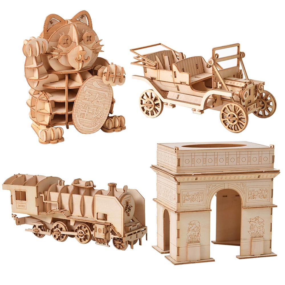 3D Wooden Puzzle For Adults Laser Cutting Model Kits DIY Toy Decorative 3D Wooden Puzzle Model-ebowsos