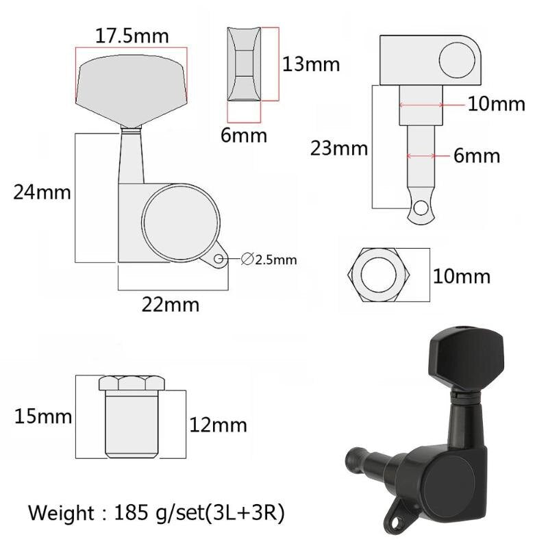 3L 3R Electic Guitar Tuning Pegs Full Sealed String Tuning Pegs Head Button-ebowsos