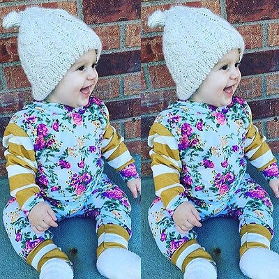 3M-7T Kids autumn New baby boy clothes Kids Baby Girls Long Sleeve Hooded Sweatshirt Tops Floral Pants 2pcs Outfits Set - ebowsos