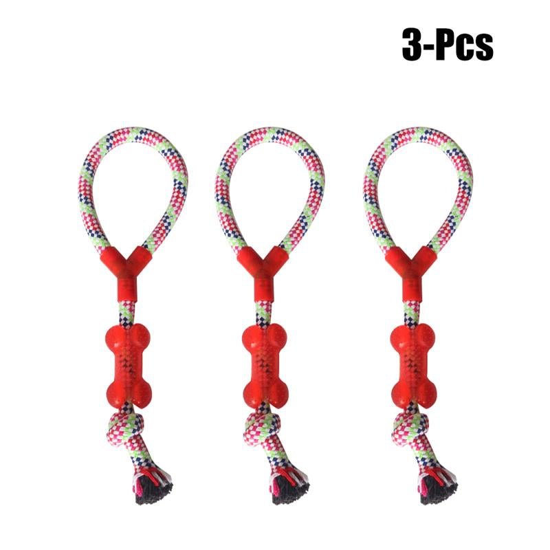 3PCS Cotton Rope Dog Toy Puppies Chew Tooth Cleaning Cotton Rope Handle Knot Bite Resistant Ball Teeth Pet Toys For Dogs-ebowsos