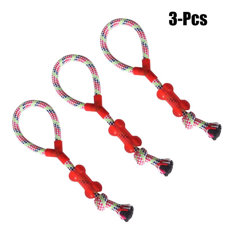 3PCS Cotton Rope Dog Toy Puppies Chew Tooth Cleaning Cotton Rope Handle Knot Bite Resistant Ball Teeth Pet Toys For Dogs-ebowsos