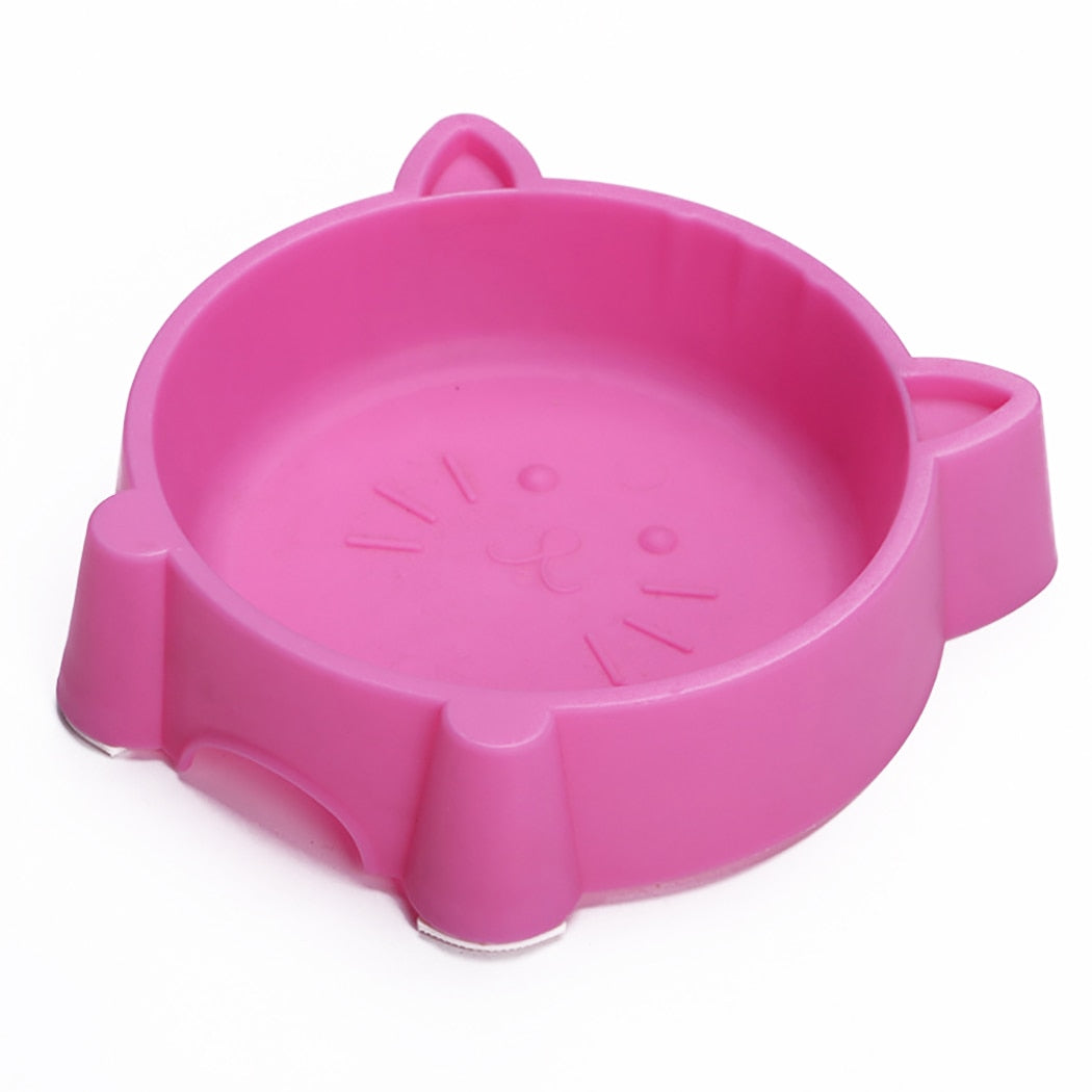 3PCS Cute Pet Bowl Creative Portable Plastic Cat Face Multipurpose Cat Bowl Dog Bowl Green + Blue + Pink Pet Supplies-ebowsos