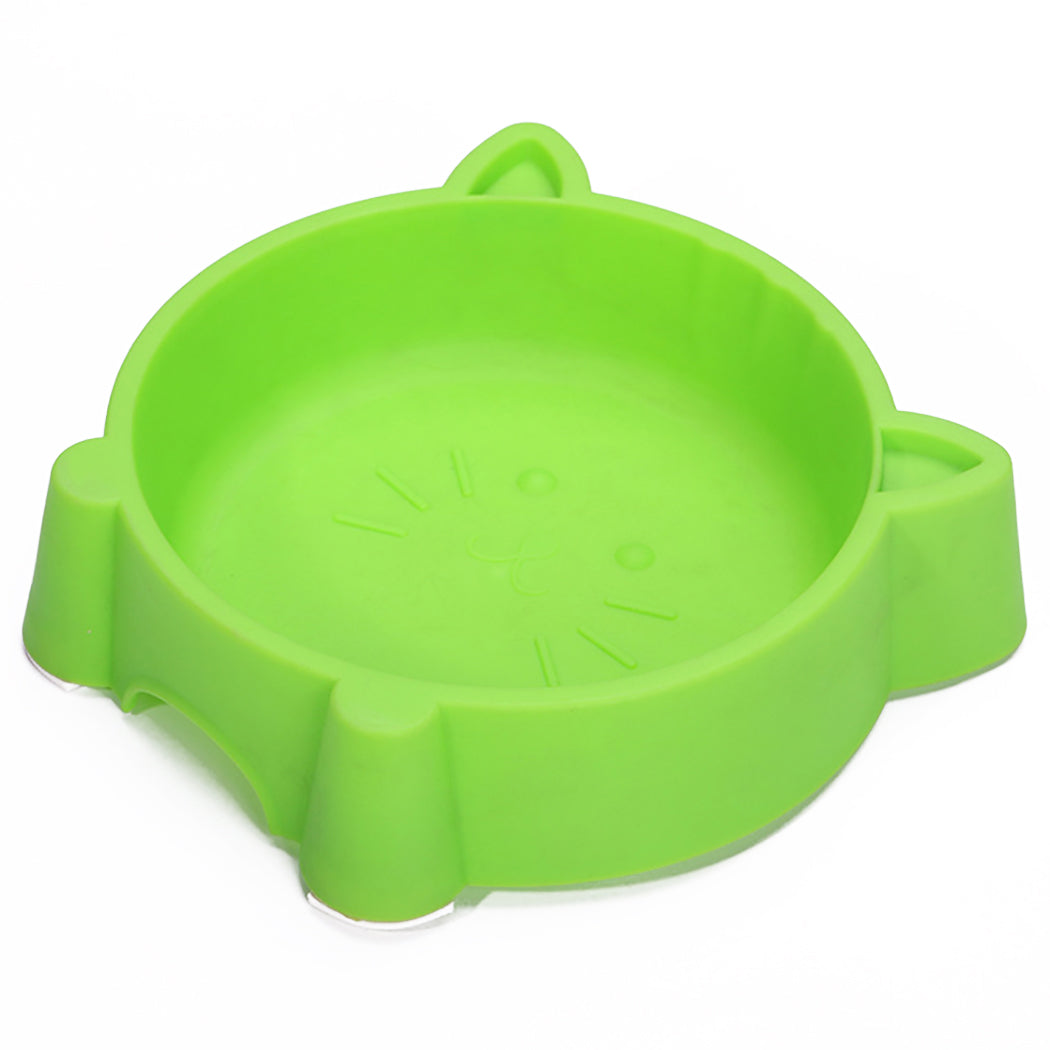 3PCS Cute Pet Bowl Creative Portable Plastic Cat Face Multipurpose Cat Bowl Dog Bowl Green + Blue + Pink Pet Supplies-ebowsos