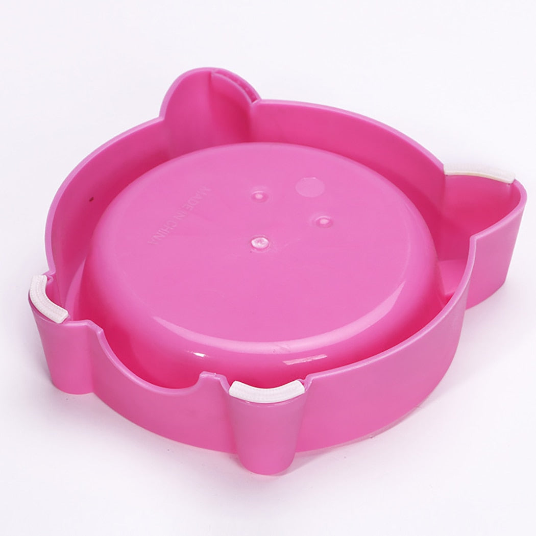 3PCS Cute Pet Bowl Creative Portable Plastic Cat Face Multipurpose Cat Bowl Dog Bowl Green + Blue + Pink Pet Supplies-ebowsos