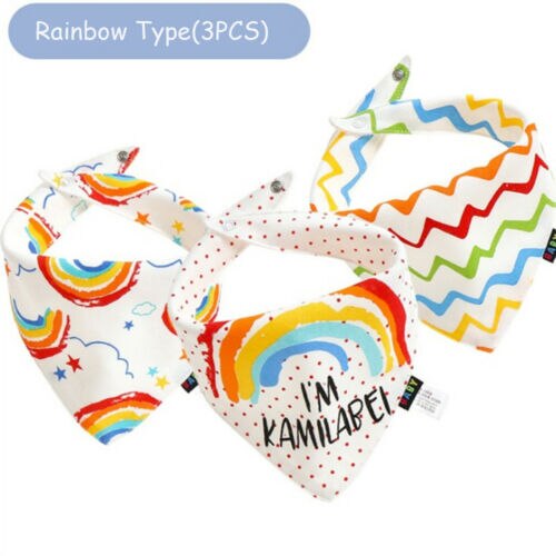 3PCS Newborn Baby Bib Infant Kid Boy Girl Burp Cloths Cotton Bibs Soft Triangle Head Scarf Dribble Feeding Towel - ebowsos