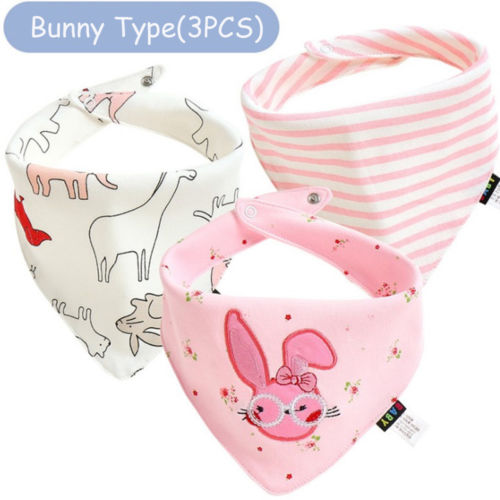 3PCS Newborn Baby Bib Infant Kid Boy Girl Burp Cloths Cotton Bibs Soft Triangle Head Scarf Dribble Feeding Towel - ebowsos