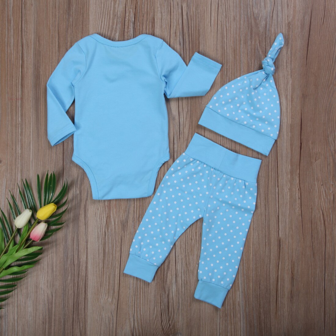 3PCS  Newborn Baby Girl Boy Tops Romper +Long Pants Hat Outfits Clothes set 0-18M - ebowsos