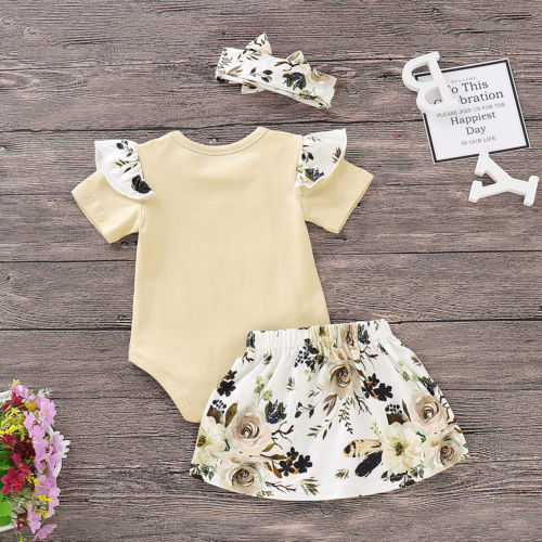 3PCS Newborn Kids Baby Girl Outfits Clothes Romper Bodysuit Tutu Skirt Headband Cotton Baby Clothing - ebowsos