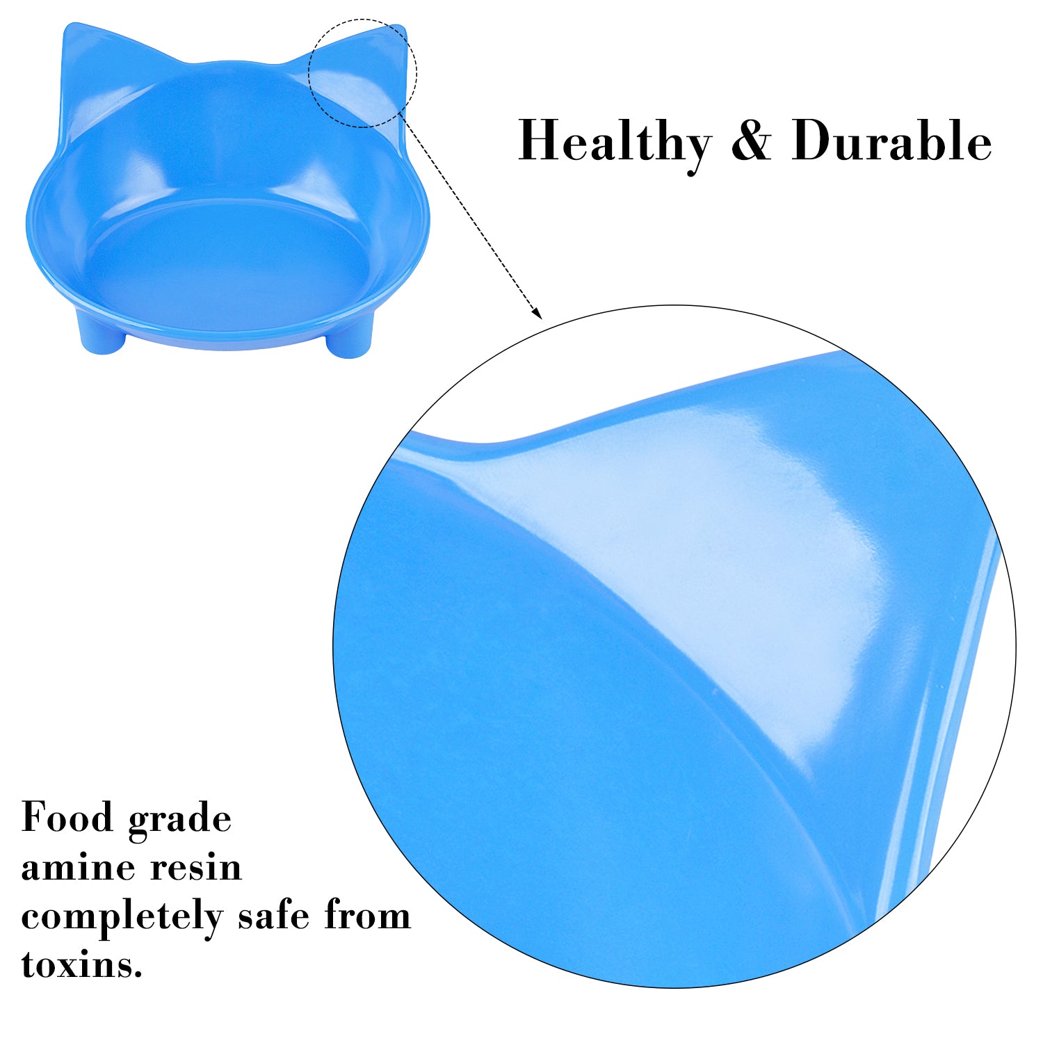 3PCS Safety And Environmental Protection Pet Bowl Cartoon Cat Shape Non-Slip Dog Bowl Cat Bowl For Food Water Pink Blue White-ebowsos