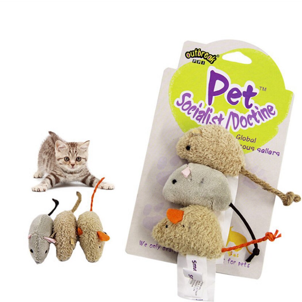 3PCS/Set Pet Cat Dog Mice Toys Funny Soft Plush False Mouse Cat Toys Feather Funny Playing Toys For Small Cats Kitten-ebowsos