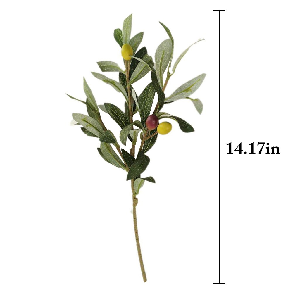 3PCS Simulation Plants Olive Branch Green Artificial 3 Fork Olive Leaf Accessory Simulation Plant Wall Home Wedding Decoration-ebowsos