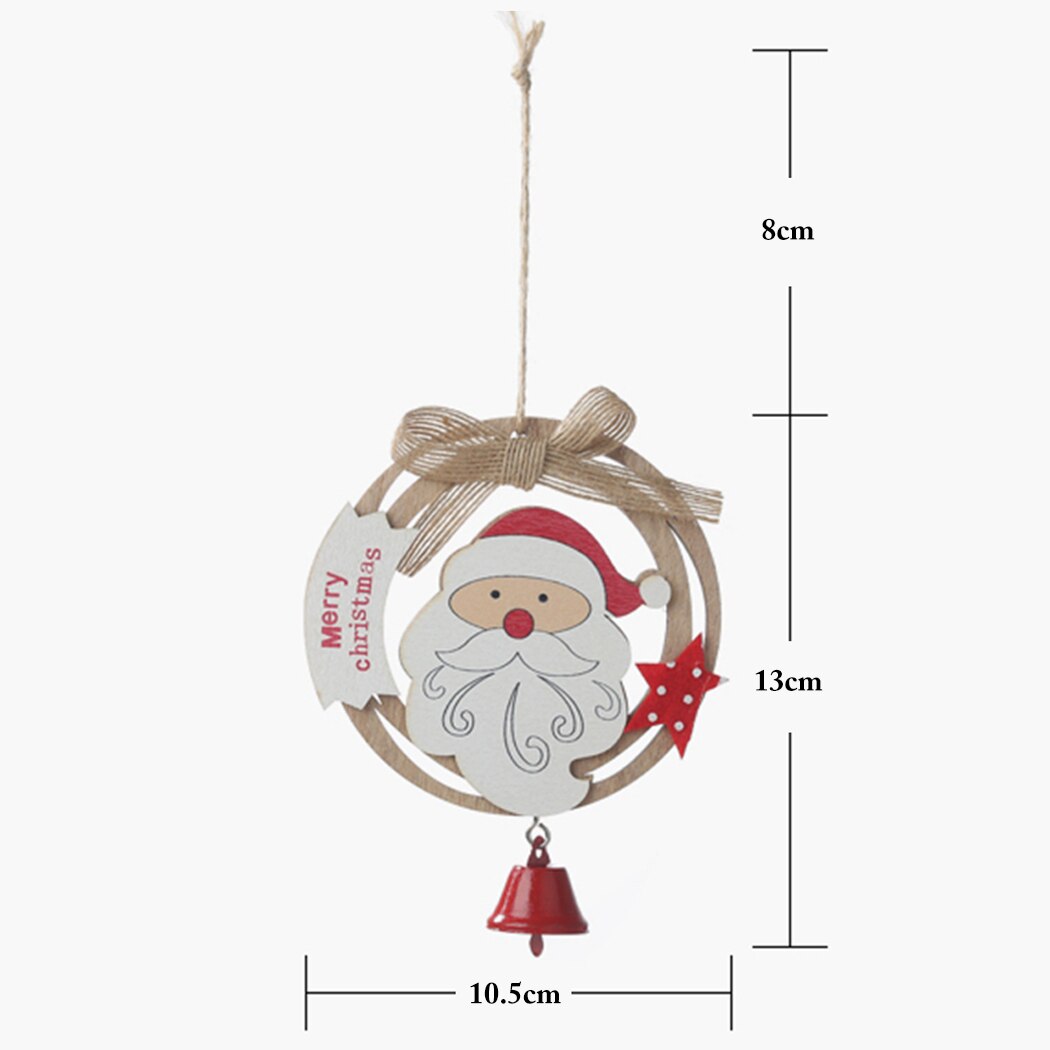 3PCS Wooden Christmas Hanging Ornament Cute Bowknot Bell Wood Christmas Tree Ornament Wreath DIY Accessories For Festival Party-ebowsos