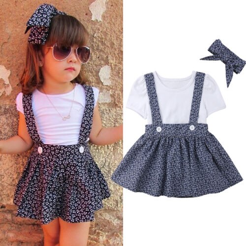 3Pcs Newborn Kid Baby Girl Clothes Sets Short Sleeve Tops Floral Cotton Casual Princess Girl Skirts Party Clothes - ebowsos