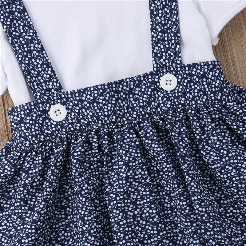 3Pcs Newborn Kid Baby Girl Clothes Sets Short Sleeve Tops Floral Cotton Casual Princess Girl Skirts Party Clothes - ebowsos