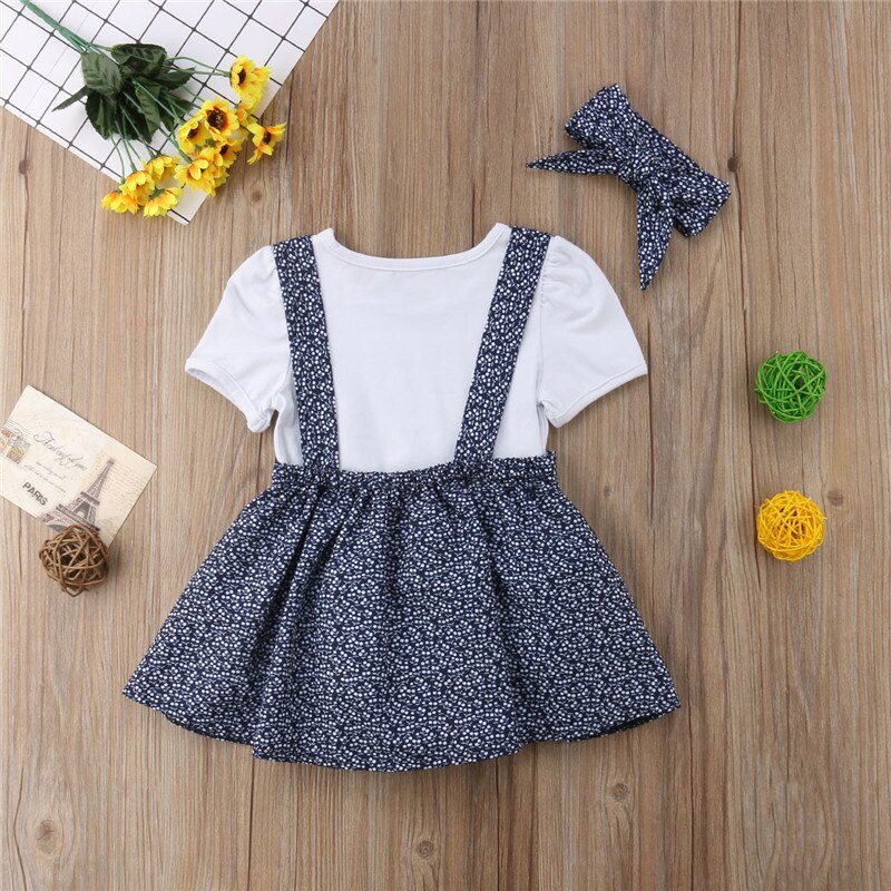 3Pcs Newborn Kid Baby Girl Clothes Sets Short Sleeve Tops Floral Cotton Casual Princess Girl Skirts Party Clothes - ebowsos