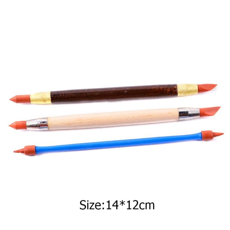 3Pcs Silicon Rubber Shaper Pen Double-head Pottery Clay Sculpture Tools Pottery Ceramics Carving Modeling Shaping Tool - ebowsos