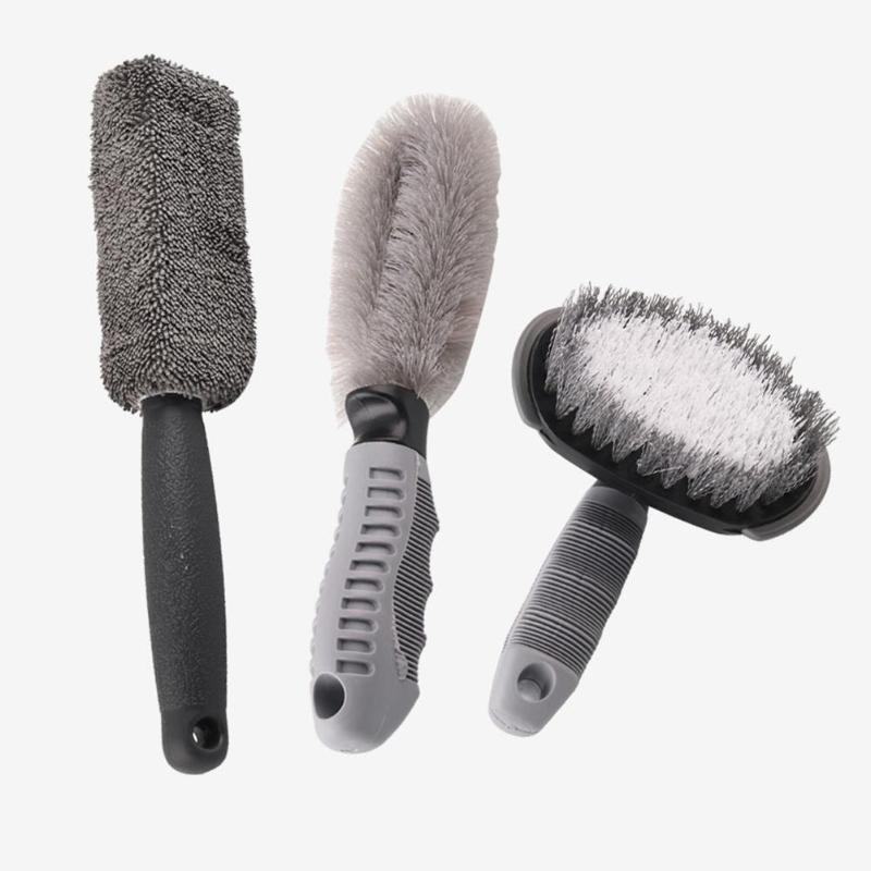 3Pcs/set Universal Car Tire Brush+Wheel Rim Brushes Vehicle Cleaning Washing Tools Car Cleaning Tools Tire Brush High Quality - ebowsos