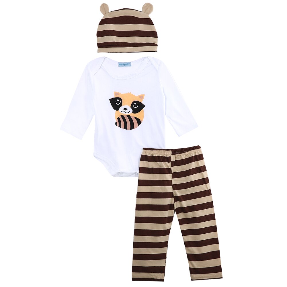 3pcs Cartoon Toddler Kids Baby Girls Long Sleeve T-shirt Top+Pants+Hat Outfit Clothes Set - ebowsos