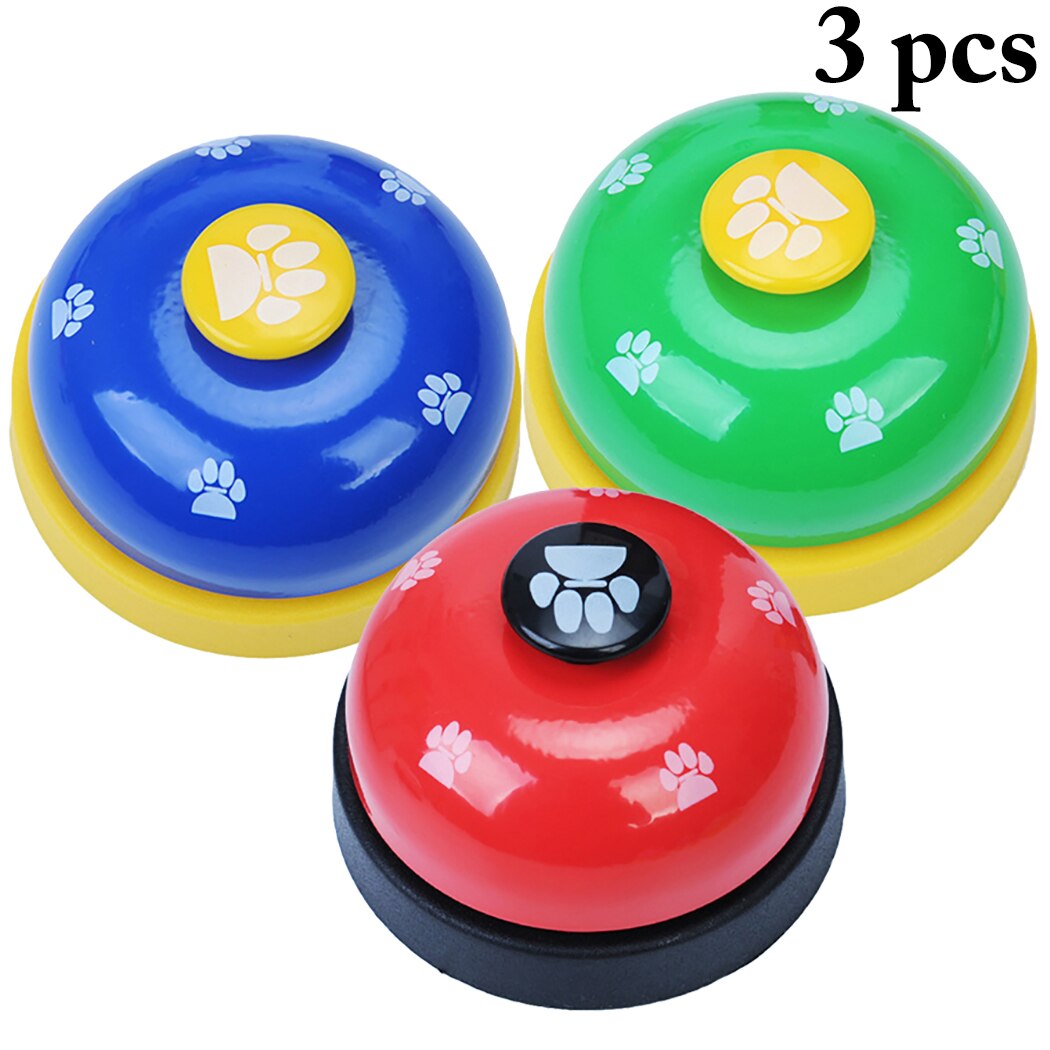 3pcs Cat Dog Toys Pet Training Bell Set Creative Footprint Pattern Cat Dog Training Bell Pet Supplies Random Color-ebowsos