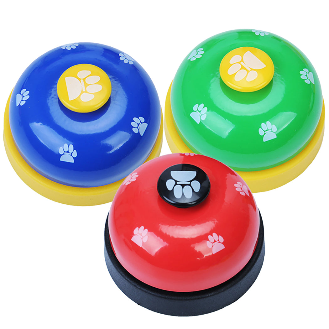 3pcs Cat Dog Toys Pet Training Bell Set Creative Footprint Pattern Cat Dog Training Bell Pet Supplies Random Color-ebowsos