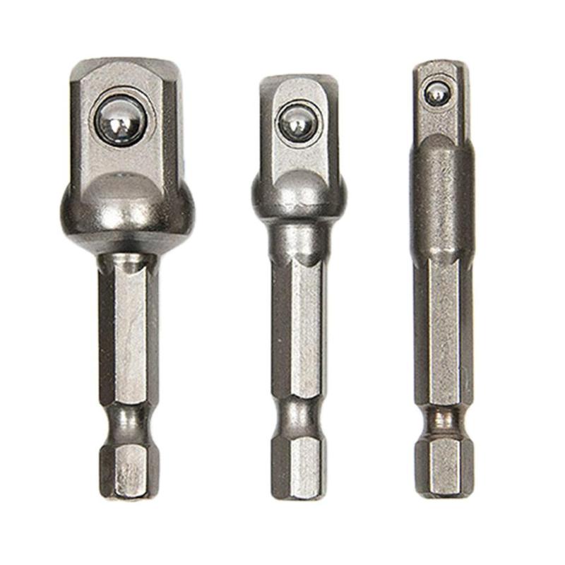 3pcs Hex Shank Drive Screwdriver Drill Bit Electric Socket Wrench Adapter Drill Chuck Deburring External Chamfer Tool Stainless - ebowsos