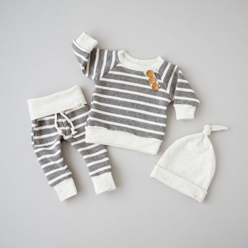 3pcs Newborn Baby Newborn Boy Girls Kids Infant tops pants Hat Bodysuit Outfit - ebowsos