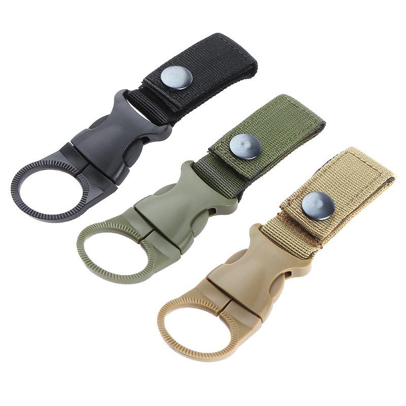 3pcs Nylon Hook Webbing Belt Buckle Molle Camping Water Bottle Holder Clip Climb Carabiner Belt Buckle with Key Ring New-ebowsos