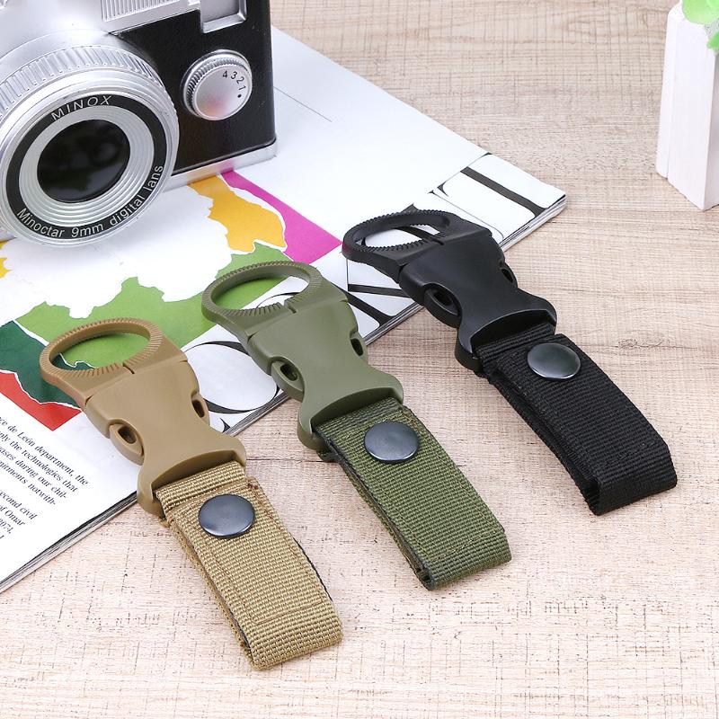 3pcs Nylon Hook Webbing Belt Buckle Molle Camping Water Bottle Holder Clip Climb Carabiner Belt Buckle with Key Ring New-ebowsos