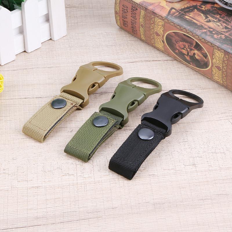 3pcs Nylon Hook Webbing Belt Buckle Molle Camping Water Bottle Holder Clip Climb Carabiner Belt Buckle with Key Ring New-ebowsos