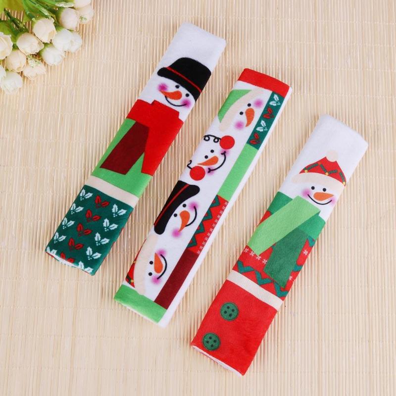 3pcs Snowman Christmas Refrigerator Door Handle Cover Anti-static Protector - ebowsos