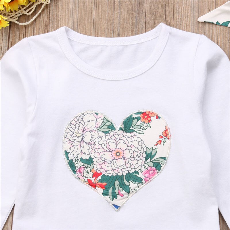 3pcs Suit Newborn Baby Girls Floral Long Sleeve Tops Clothes+Cotton Pants+Headband Outfits Baby Clothing - ebowsos