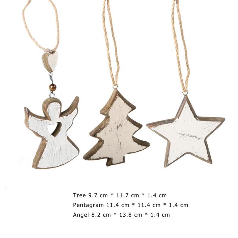 3pcs Village Retro Christmas Tree Angel Star Pendant Personality Pine Home Furnishing Decoration Room Hanging Ornaments - ebowsos