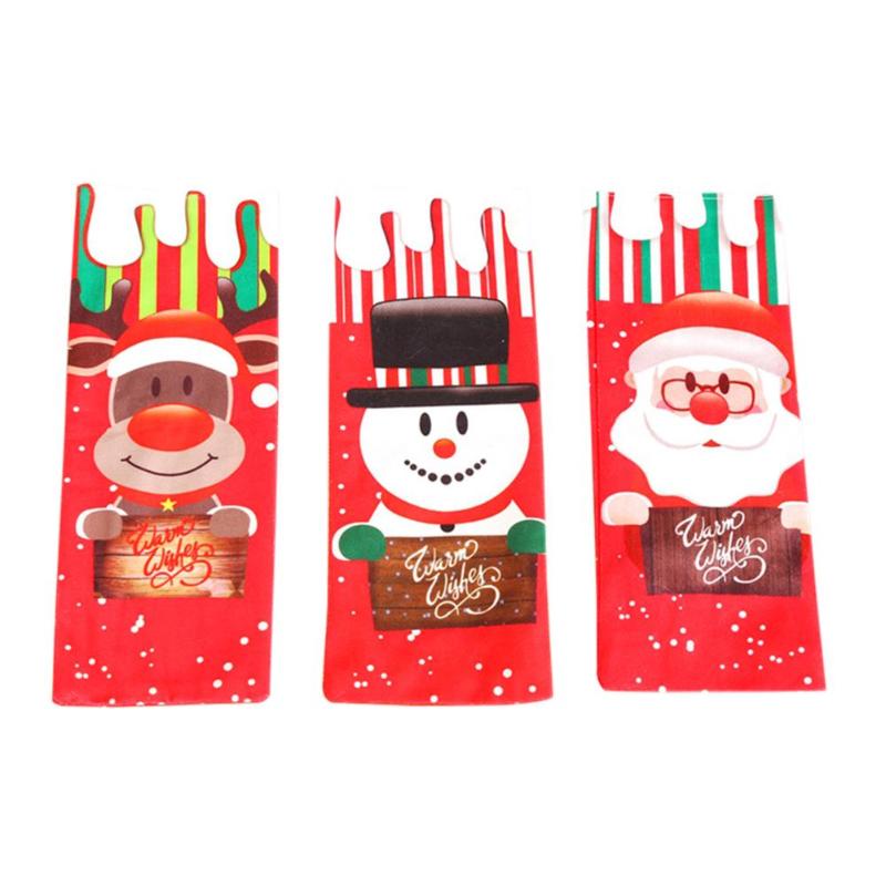 3pcs Wine Bottle Cover Set Santa Claus Snowman Bottle Bag Xmas Party Decor - ebowsos