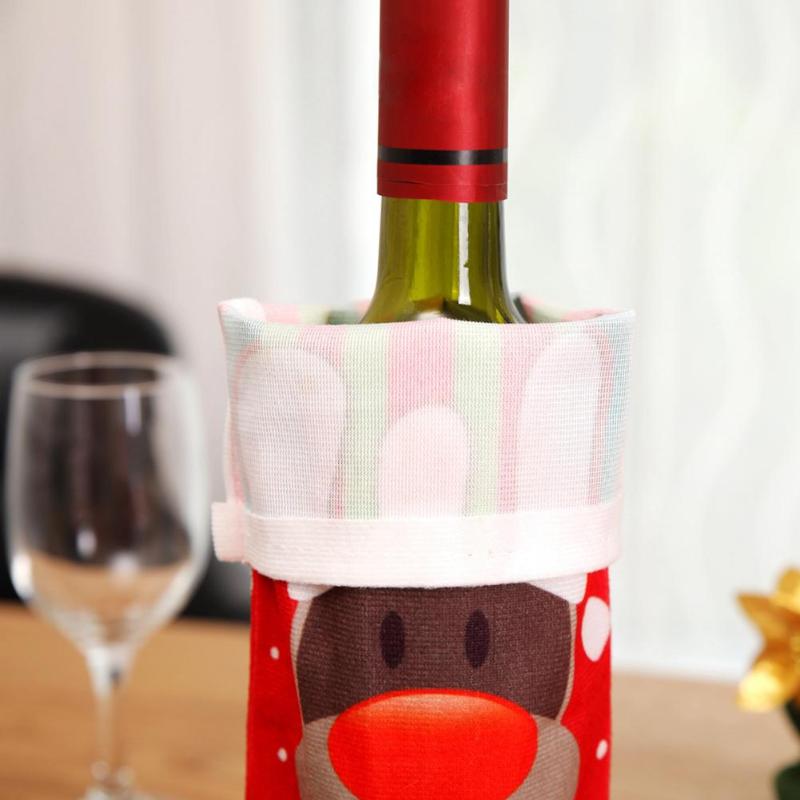 3pcs Wine Bottle Cover Set Santa Claus Snowman Bottle Bag Xmas Party Decor - ebowsos