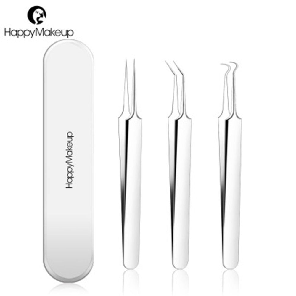 3pcs/box Blackhead Remover Tool Kit Face Skin Care Tools Spot Comedone Acne Needle Clip Pimple Tweezer Blemish Extractor + box - ebowsos