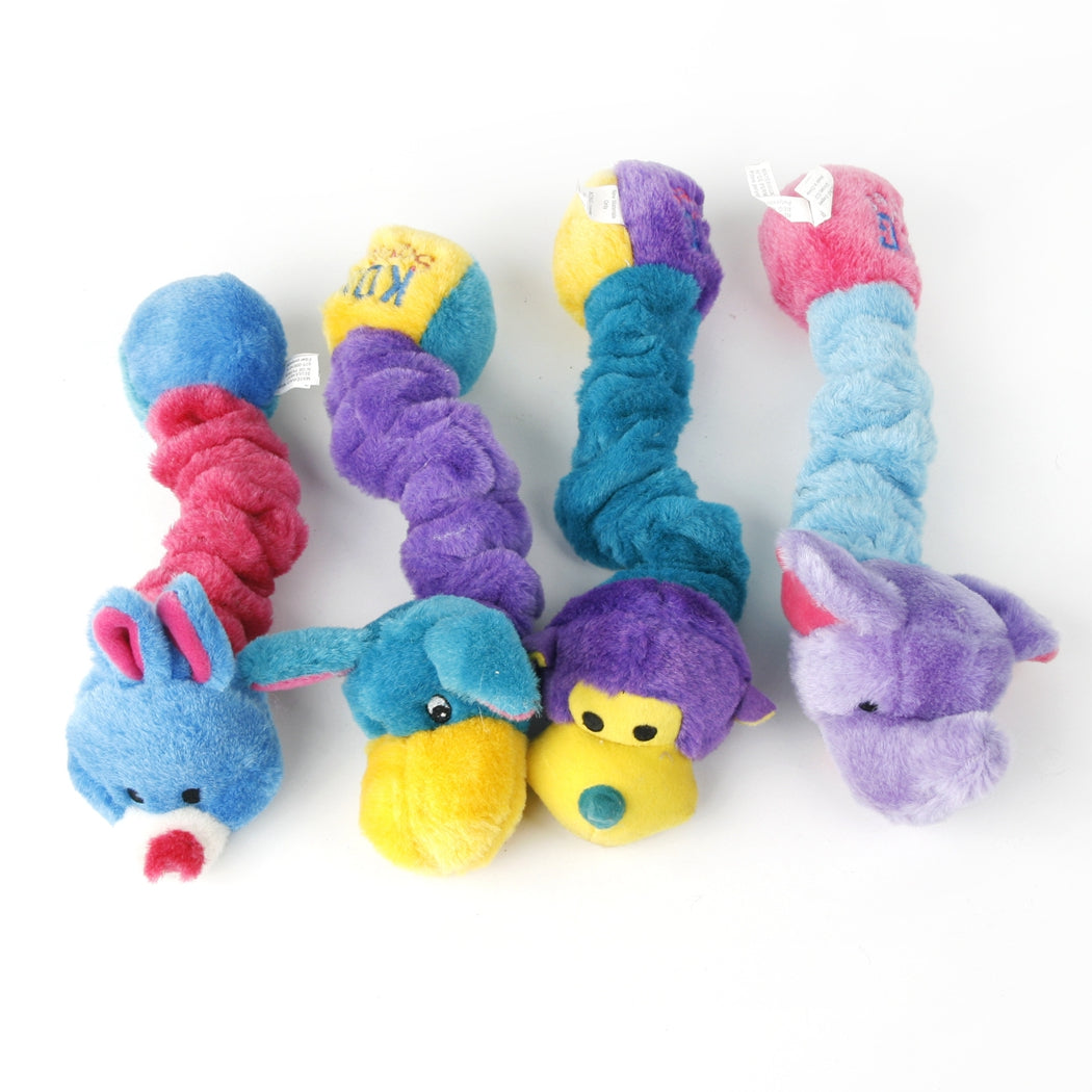 3pcs/set Dog Toys Pet Plush Toy Elastic Caterpillar Shape Dog Teething Toy Pet Squeaky Toys Pet Supplies New Arrive-ebowsos